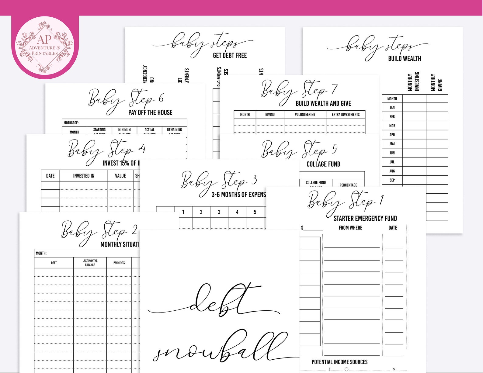 Baby Steps Progress Tracker, Debt Payoff Tracker, Debt Snowball Planner ...