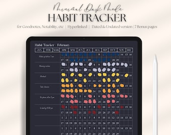 Dark Mode Habit tracker für Ipad und Tablet, Routine tracker, Motivation habit tracker, digitale und druckbare Vorlage