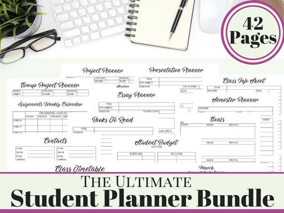 college student printable planner 2018 2019 back to school etsy