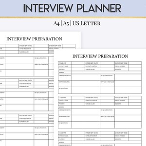 Job Interview Preparation Planner, Interview Planner, Dream Job Interview