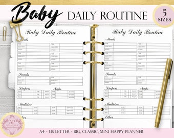 Baby Daily Routine Planner, Baby Eating Schedule, Baby Sleeping Schedule Planner, Printable Happy Planner Insert