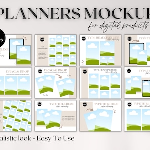 Editable Printable Planner Listing Image Templates, Printable Planner Mockup Template Editable in Canva for Etsy Sellers