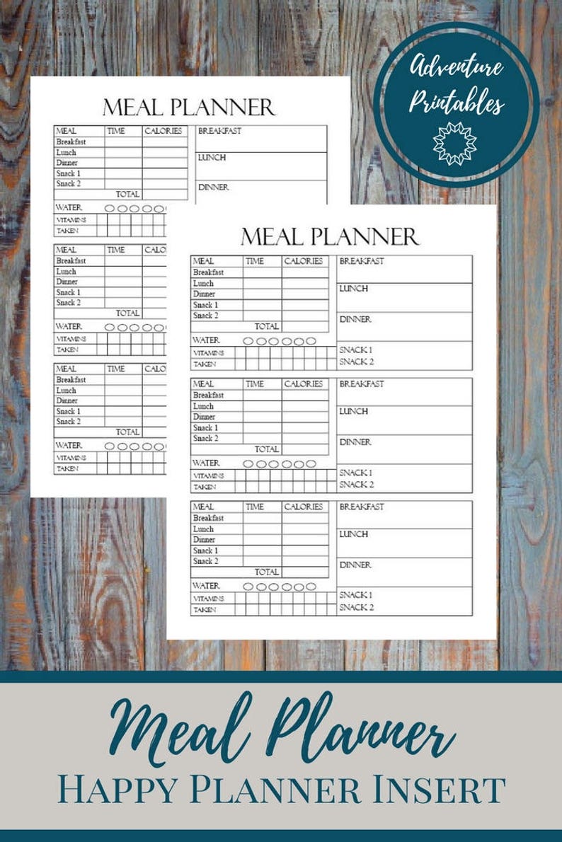 Meal Planner and Calorie Tracker Classic Happy Planner Printable Insert ...