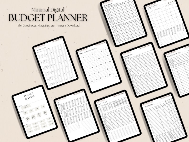 Minimal Budget Digital Planner for Goodnotes and Notability Etsy