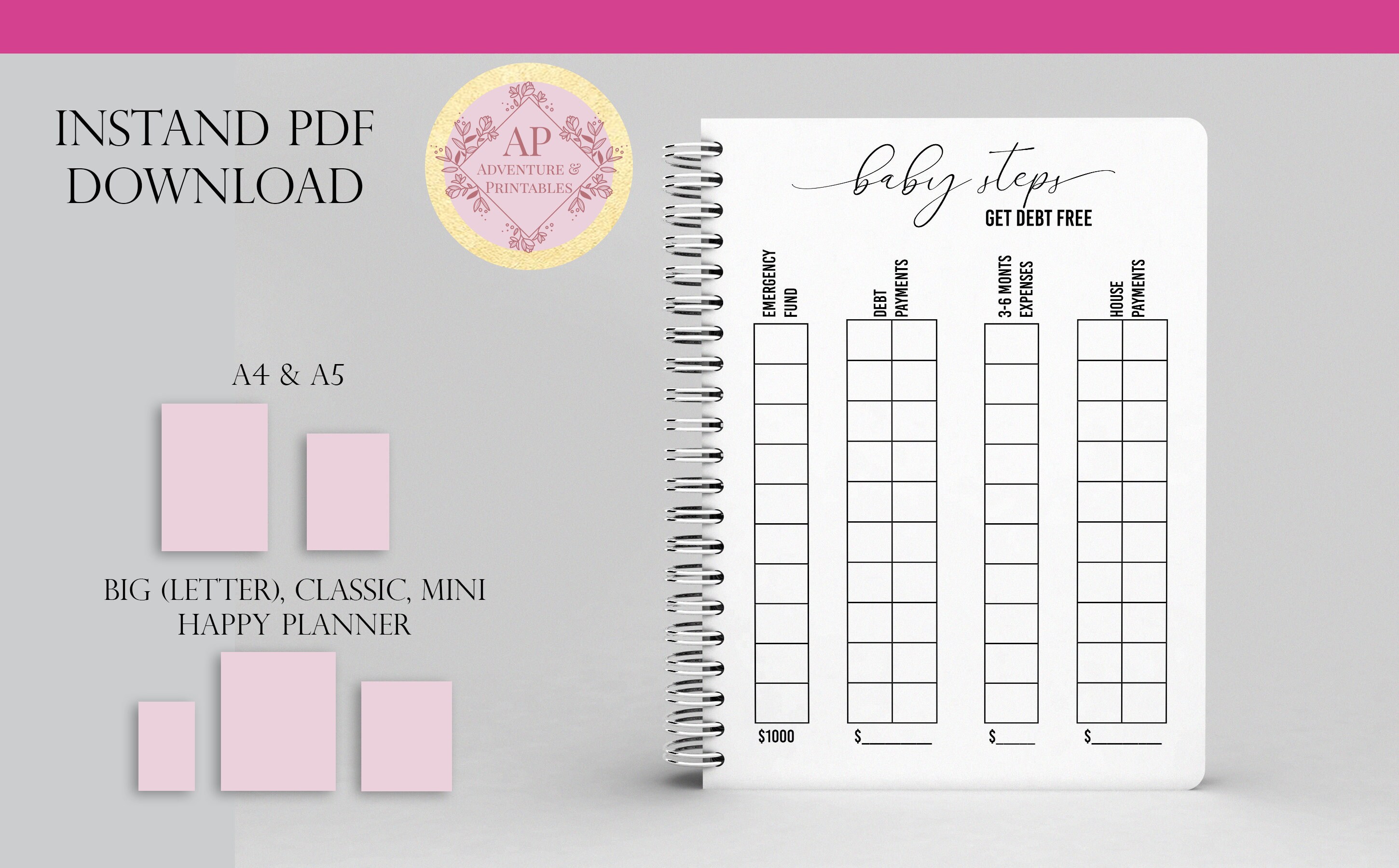 Baby Steps Progress Tracker, Debt Payoff Tracker, Debt Snowball Planner ...
