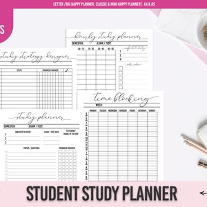 Study Planner, Student Study Planner, Daily Learning Planner, Study Progress Tracker, Time Blocking
