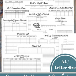 Sewing, Knitting, Crocheting Business Planner and Manager, Business Finance and Business Management Printable Forms, Product Inventory image 6