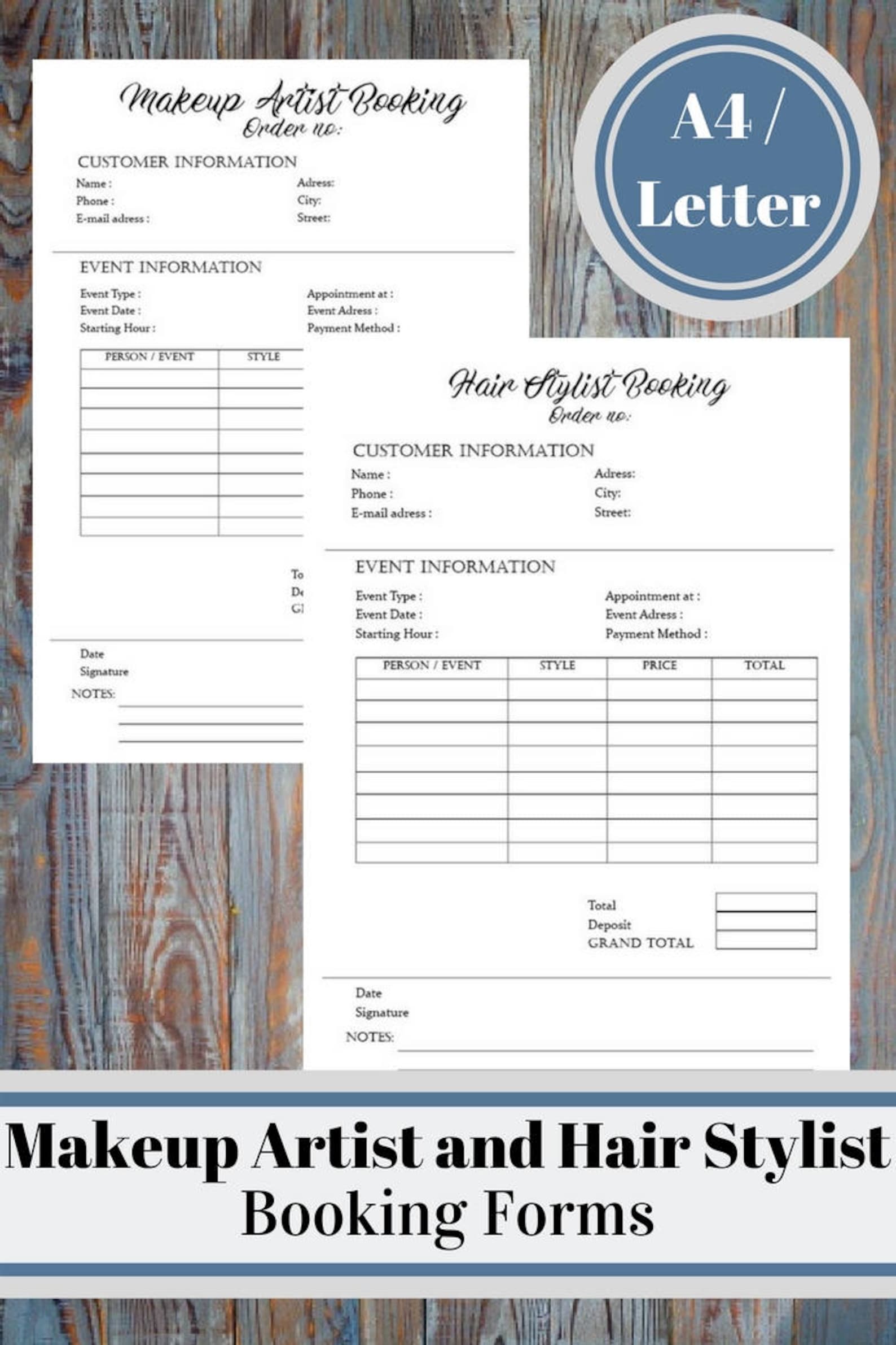 Makeup Artist and Hair Stylist Booking Forms, Wedding Makeup and Hair ...