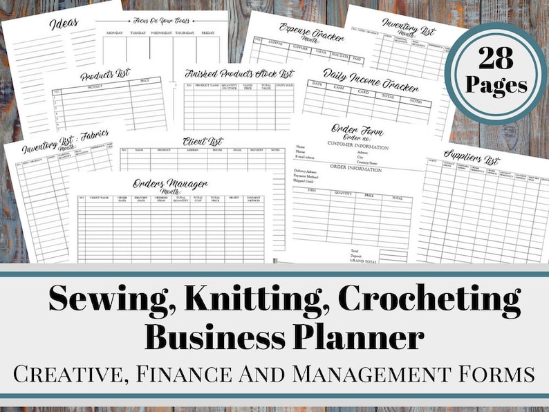 Sewing, Knitting, Crocheting Business Planner and Manager, Business Finance and Business Management Printable Forms, Product Inventory image 1