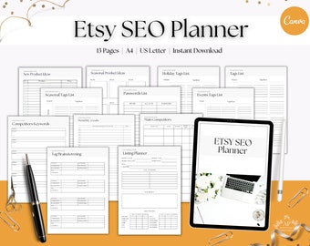 Etsy SEO Planner, Etsy Business Planner, Etsy Shop Planner, Etsy Business Planner Printable