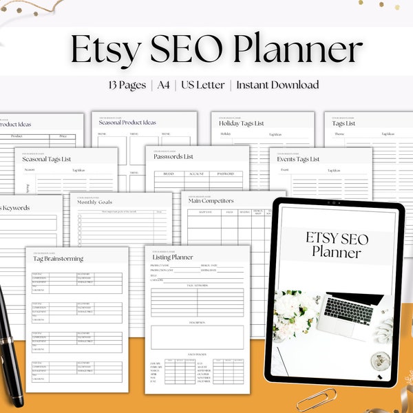 Etsy SEO Planner, Etsy Business Planner, Etsy Shop Planner, Etsy Business Planner Printable
