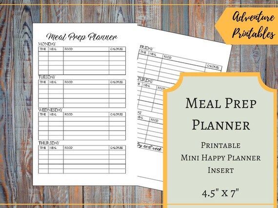 meal prep planner for the mini happy planner printable etsy