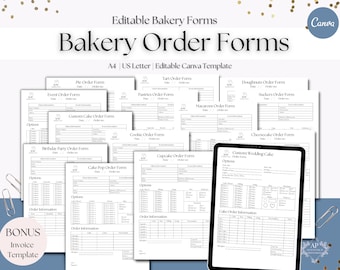 Editable Bakery Order Forms, Editable Cake Order Form, Wedding Cake Order Form, Cupcake Order Form, Editable Bakery Form