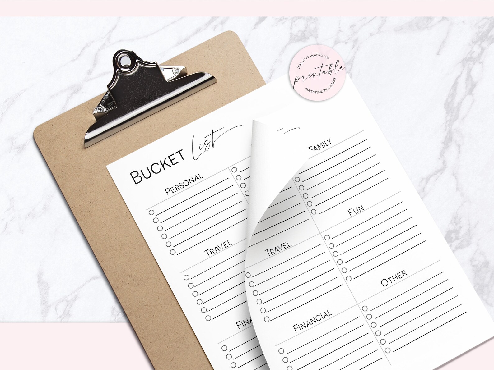 Personal Bucket List Bucket List Planner Insert Etsy