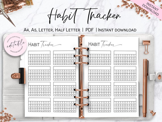 Habit Tracker Planner Insert Happy Planner Printable Insert | Etsy
