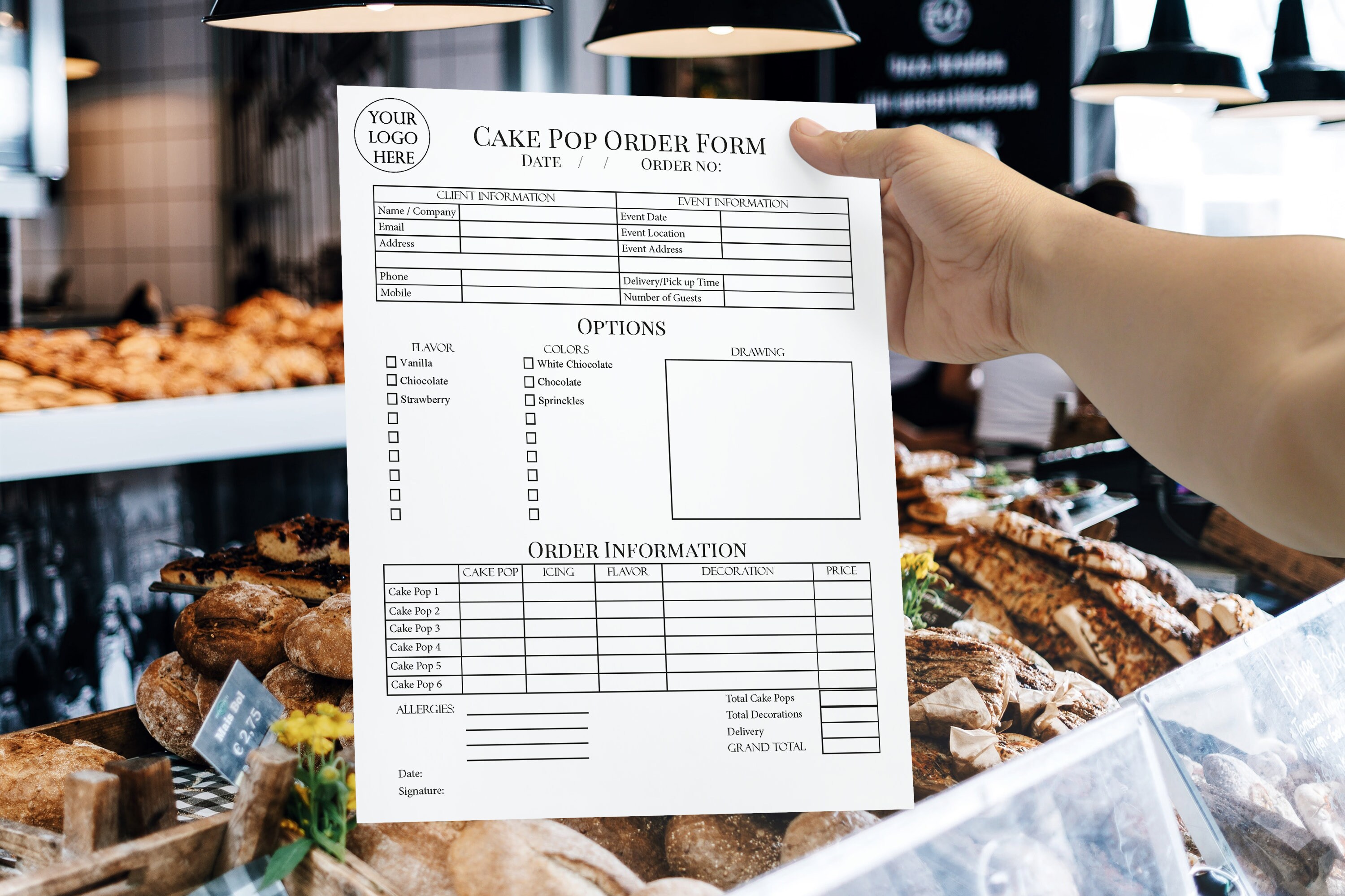 Custom Cake Pop Order Form Bakery Forms Cake Pop Order Form Etsy UK