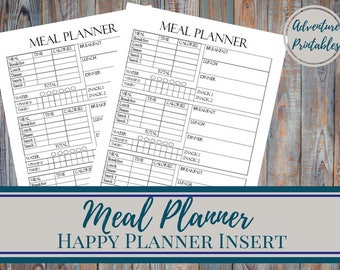 Meal Planner  And Calorie Tracker - Classic Happy Planner Printable Insert, Mambi, Create365, 7x 9.25 in