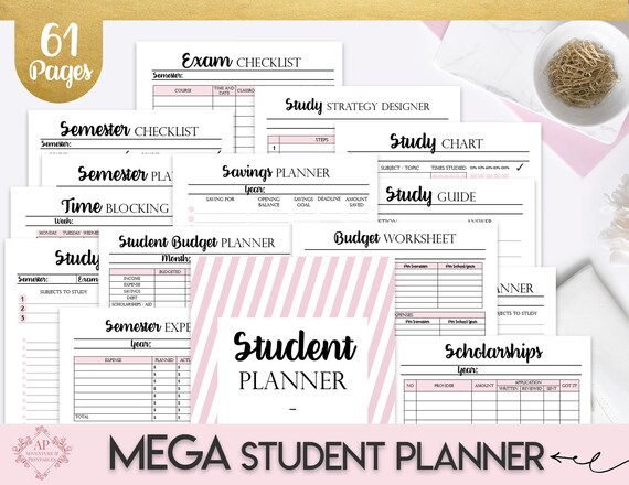 college student printable planner 2019 2020 back to school planner college planner student survival kit academic planner college agenda planner