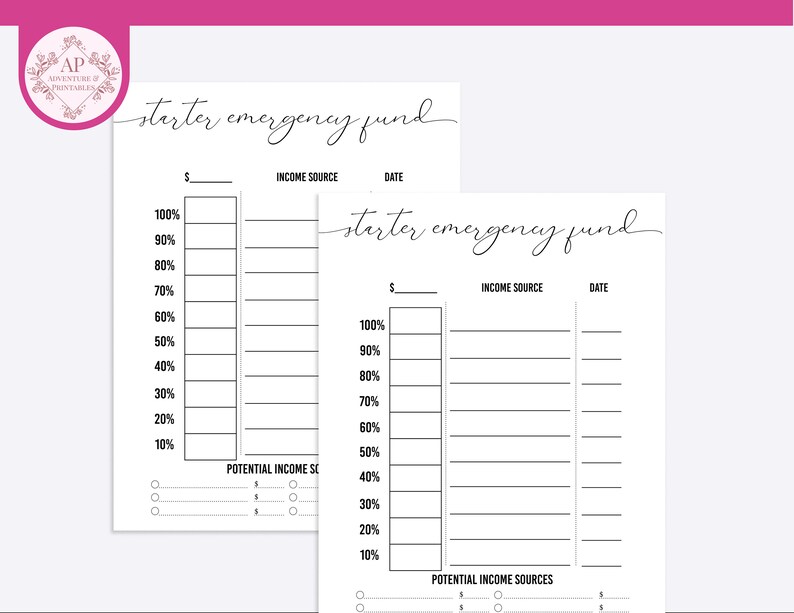Starter Emergency Funds Tracker Printable Emergency Savings - Etsy