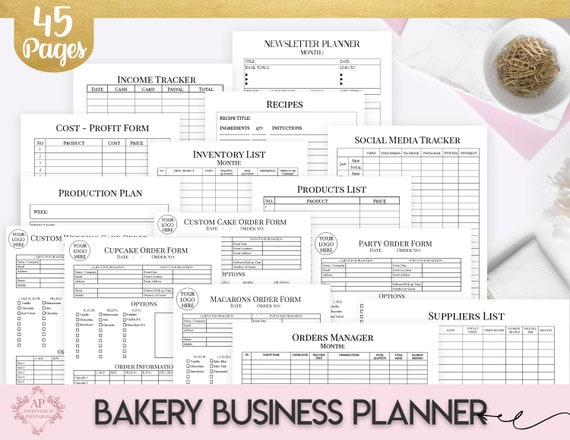 cake and bakery business planner financial and management printable forms recipe calculator cupcake business recipe forms