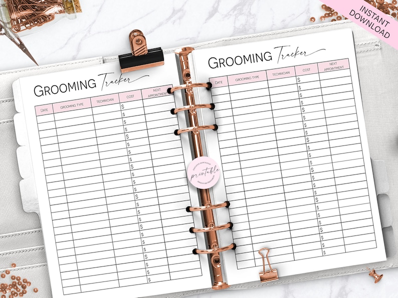 Dog Grooming Tracker Pet Grooming Schedule Printable Pet Etsy Canada