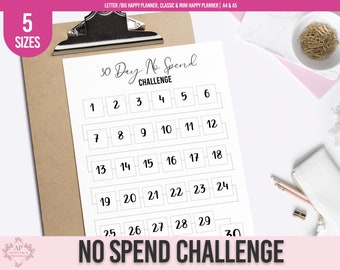 30 Tage No Spend Challenge Tracker, No Spend Month, No Spend Tracker druckbar