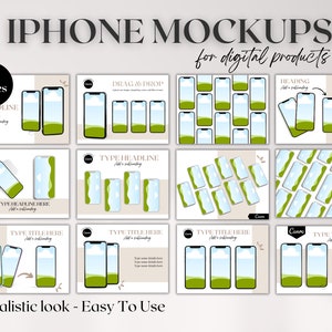 iPhone Mockup Canva Template, Realistic iPhone Mockups, Smartphone Mockup templates