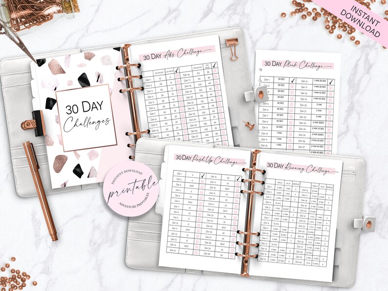 Fitnessplanerare, daglig måltidsplanerare, träningsplanerare, kalorispårare - klassisk Happy Planner utskrivbar bilaga, Mambi, Create365 bild 2