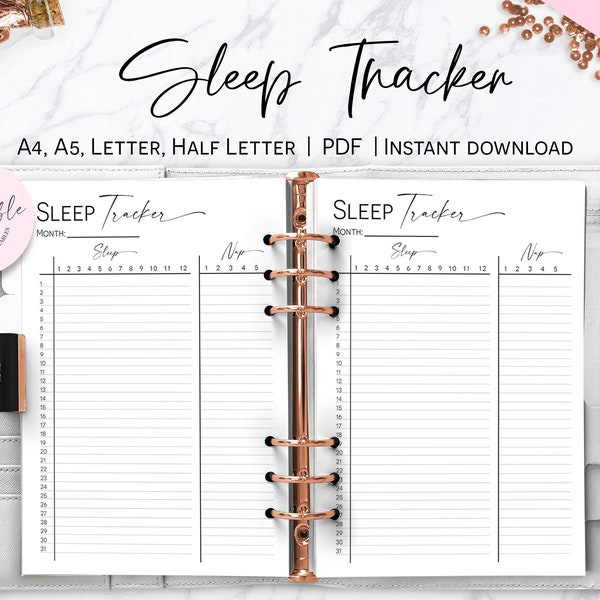 Sleep Tracker, Monthly Sleep Log, Sleeping Tracker, Nap Tracker, Happy Planner Printable Insert