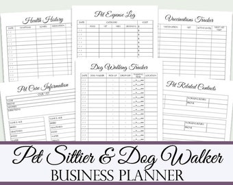Pet Sitter and Dog Walker Business Planner, God Walking Business Planner, Pet Sitting Business, Dog Trainer Planner, Dog Sitter Gift