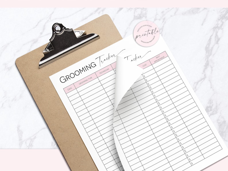Dog Grooming Tracker Pet Grooming Schedule Printable Pet Etsy