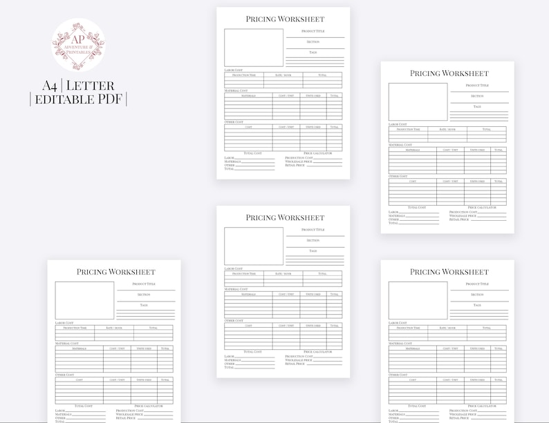 Etsy Product Pricing Worksheet Etsy Business Planner Etsy | Etsy