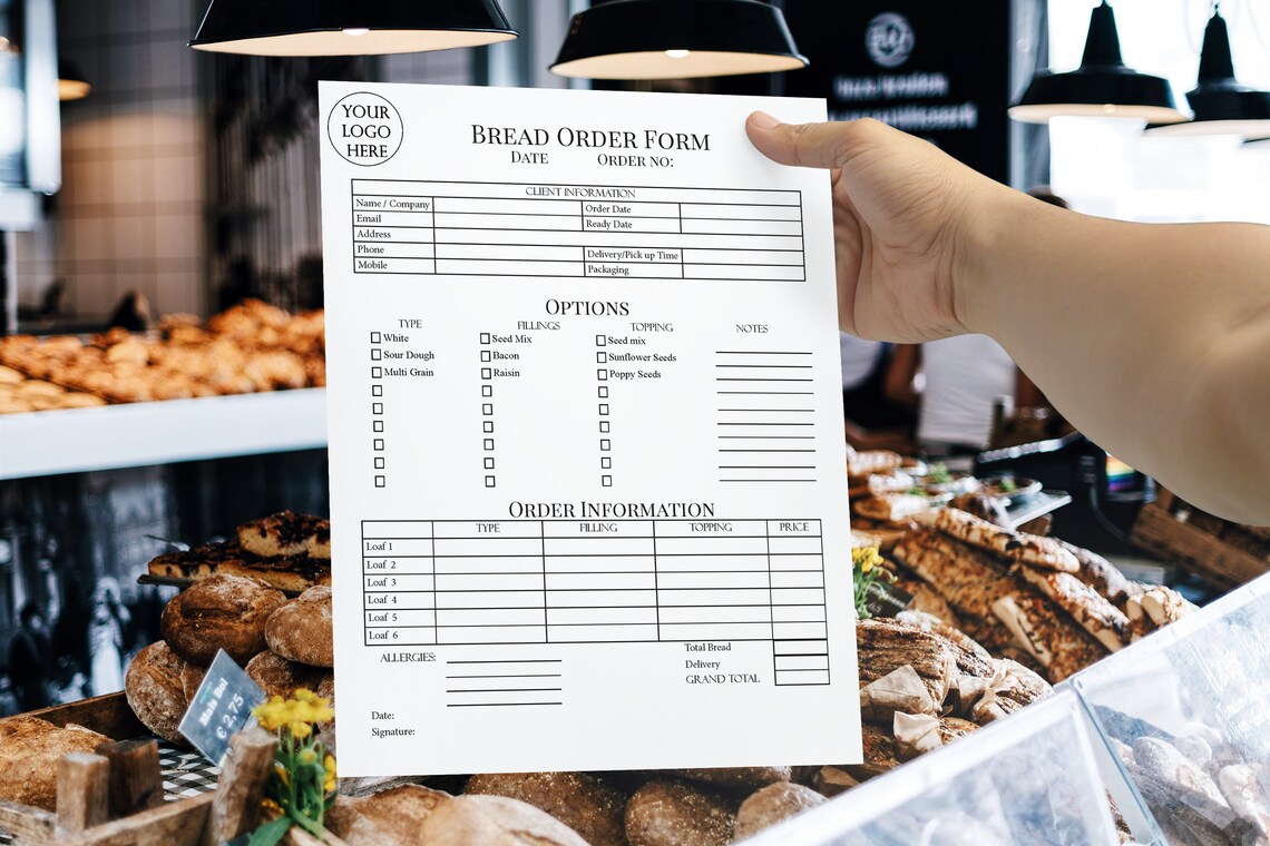 Bread Order Form Editable Bakery Forms Custom Bread Order Etsy