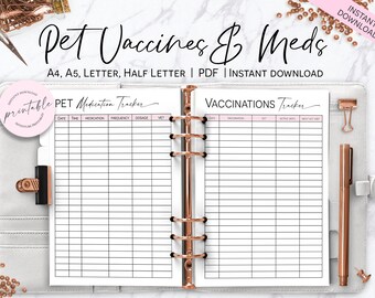 Pet Medications Tracker, Pet Medications Log, Pet Planner, Printable Happy Planner Insert