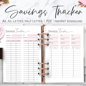 Monthly Savings Tracker, Editable Savings Log, Savings Goal Planner, Money Tracker, Savings Chart, Savings Challenge, Finance Tracker