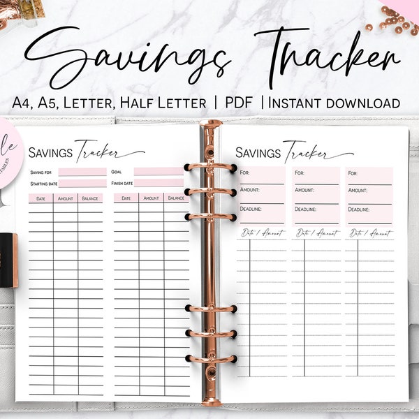 Monthly Savings Tracker, Editable Savings Log, Savings Goal Planner, Money Tracker, Savings Chart, Savings Challenge, Finance Tracker