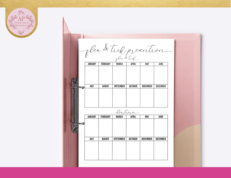 Flea and Tick Prevention Tracker, Pet Care, Pet Planner, Printable ...