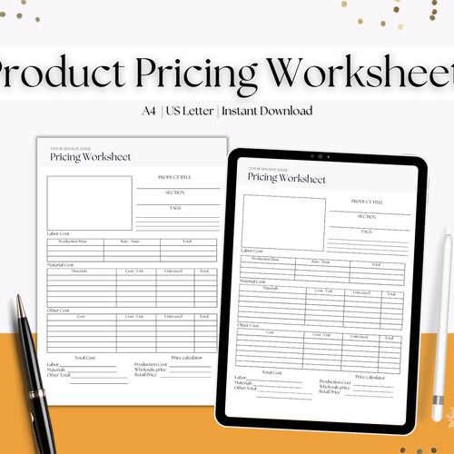 Etsy Product Pricing Worksheet Etsy Business Planner Etsy