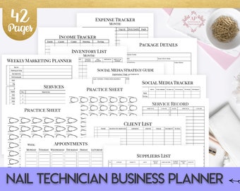 Nail Technician Business Planner, Printable Nail Artist Planner, Nail Salon Planner,  Nail Salon Business Planner, Small Beauty Business