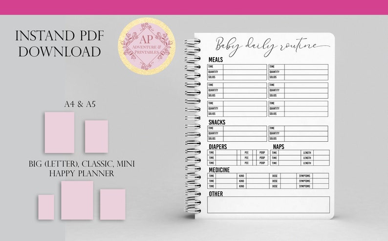 Baby Daily Routine Planner, Baby Eating Schedule, Baby Sleeping Schedule Planner image 2