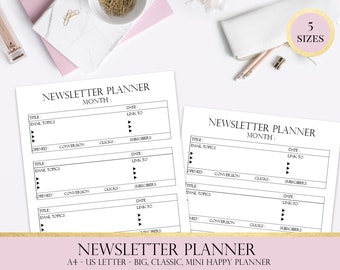 Newsletter Planner, Email Marketing Printable Planner, List Building, Marketing Plan, Business Plan, Social Media Planner