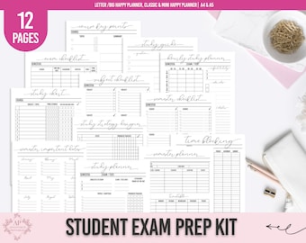 Examensvorbereitungsset für Studenten, Studenten-Studienplaner, Lernplaner, Collage-Examens-Studienplaner