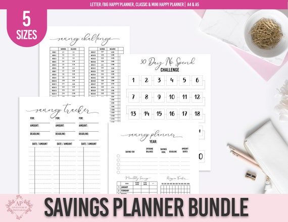 Savings Planner Bundle, Savings Goals, Personal Finance Planner