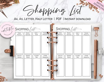 Shopping List, Things To Buy List, Shopping List Insert