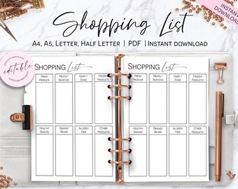 Liste de courses, liste de choses à acheter, insertion de liste de courses