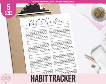 Habit Tracker Planner Insert, Daily Habit Tracker, Happy Planner Printable Insert, Multiple Sizes