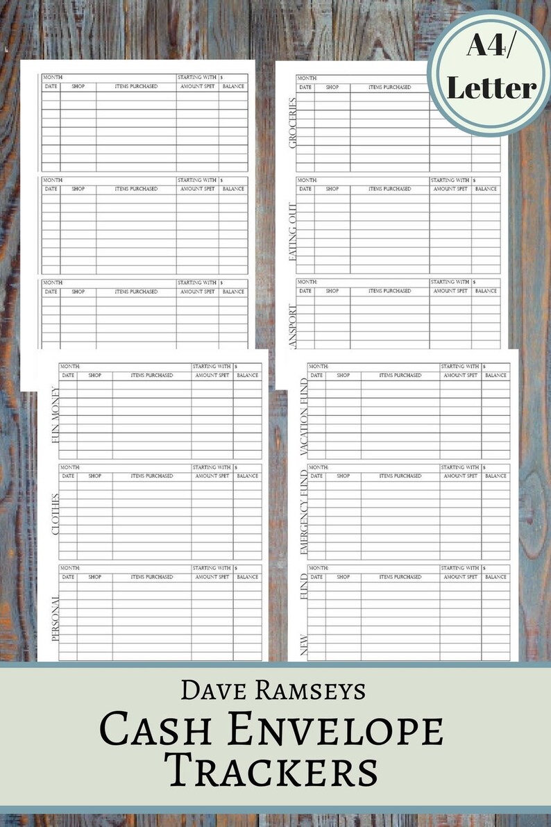 cash budget envelope system tracker printable cash envelope etsy