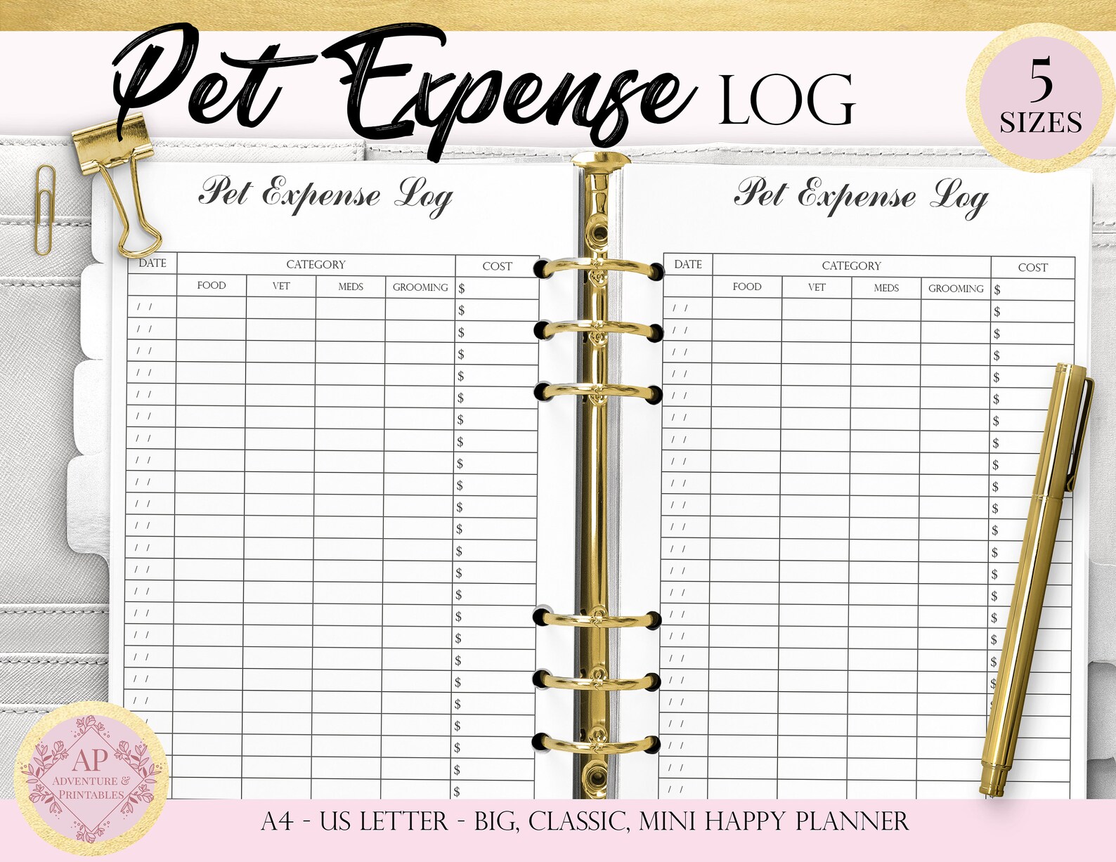 Pet Expense Tracker Pet Expenses Log Pet Cost Tracker | Etsy