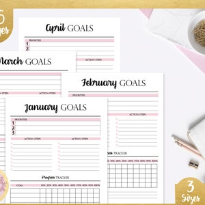 Monthly Goals planner, Goal Setting, Goal Tracker, Productivity Planner, Productivity Tracker