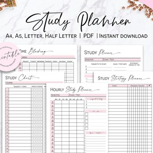 Study Planner, Student Study Planner, Daily Learning Planner, Study Progress Tracker, Time Blocking